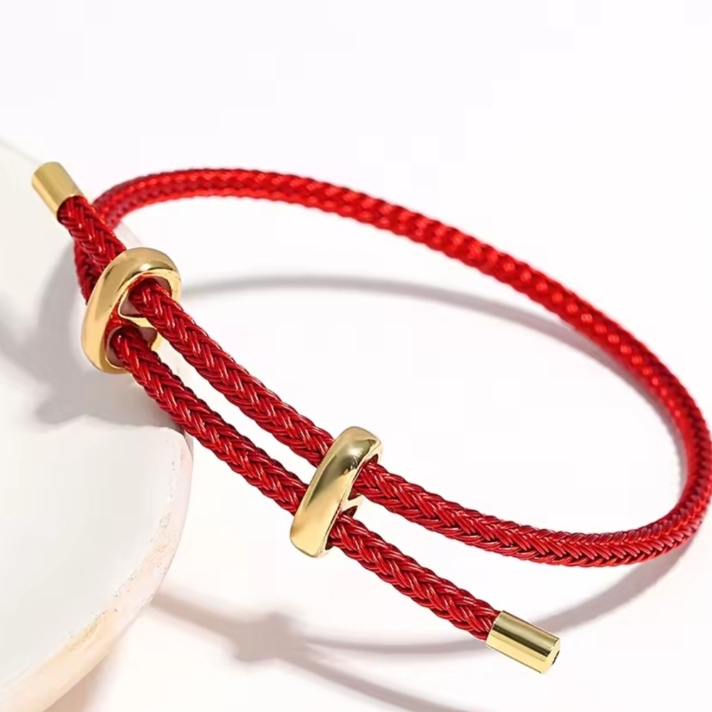 Elegant Red and Gold Braided Bracelet